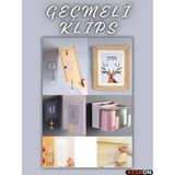 Keskon 6’lı Set Çift Taraflı Yapışkanlı Geçmeli Klips – Eşya Sabitleme, Tablo, Ayna ve Resim Askısı - Şeffaf