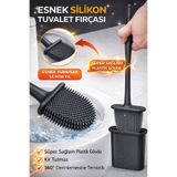 Keskon Tuvalet Fırçası – Siyah & Beyaz Silikon, Bükülebilir ve Pratik WC/Klozet Fırçası