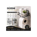 Keskon Yapışkanlı Raflı Tuvalet Kağıdı Tutucu – Delmeden Montajlı Banyo Düzenleyici Metal Rulo Askılığı