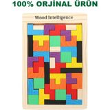 Kesman Kitap Montessori Ahşap Tetris & Blok Puzzle Zeka Oyuncağı Seti - Ahşap Desenli
