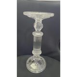 Kesme Cam Şamdan, Şeffaf, Orta Boy, 30x12.5 cm, Düğün Masası Süsleme, Uzun Hediyelik Model, 1 Adet