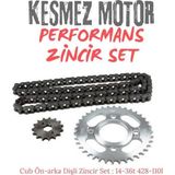 Kesmez Motor Performans Zincir Set Cub Ön-Arka Dişli Zincir Set 14-36T 428-110L