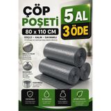 KESPACK Çöp Poşeti 80x110 Gri Jumbo Boy 5 Rulo 50 Adet