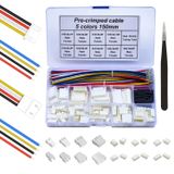Keszoox XH 2,54 mm Erkek ve Dişi JST Konnektör Kiti 22AWG Önceden Sıkıştırılmış Kablo Kablosu, (Toplam 90 Adet) 2/3/4/5/6/7/8/9/10 Pin Muhafaza JST Adaptör Kablo Konektörü (5 Renk 150 mm)