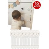 Ketbox Bebek Çocuk Güvenlik Kilidi | Vidalama Gerektirmez | Çekmece Dolap Beyaz Eşya Kilidi | Çift Taraflı Bantlı | 10 Adet