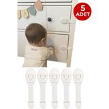 Ketbox Bebek Çocuk Güvenlik Kilidi | Vidalama Gerektirmez | Çekmece Dolap Beyaz Eşya Kilidi | Çift Taraflı Bantlı | 5 Adet