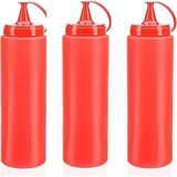 Ketçap Şişesi - 1000ML Dev Boy Kırmızı 3 Adet - Çok Renkli - Tek Ebat