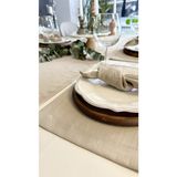 Keten Dokulu Dertsiz Bej Amerikan Servis ve Runner Set 6+1 - 40 x 140