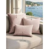 Keten Dokulu Pudra Pembe Kırlent Kılıfı, 50X50 Cm, Polyester