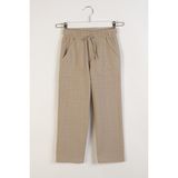Keten Geniş Paça Erkek Pantolon - Bej - 11 - 12 Yaş