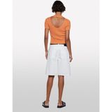 Keten Karışımlı Slim Fit Kısa Kollu Kazak Kadın Turuncu Kazak - 325P105GM106G