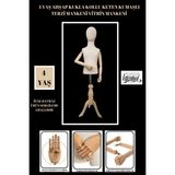 Keten Kumaşlı Ahşap Kollu Kumaş Kafalı Çocuk Terzi Mankeni Vitrin Mankeni - 4 YAŞ