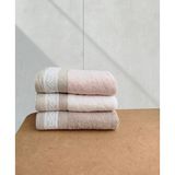 Keten Kumaşlı Gipürlü 3 Adet El Yüz Havlusu 50X90 cm - 50 x 90 cm - Bej