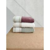 Keten Kumaşlı Gipürlü 3 Adet El Yüz Havlusu 50X90 cm - 50 x 90 cm - Bordo