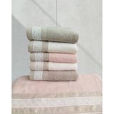 Keten Kumaşlı Gipürlü 6 Adet El Yüz Havlusu 50X90 cm - 50 x 90 cm - Antrasit - Kiremit - Bej