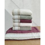 Keten Kumaşlı Gipürlü 6 Adet El Yüz Havlusu 50X90 cm - 50 x 90 cm - Bordo - Krem