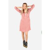 Keten Midi Elbise Pembe