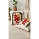 Keten Pamuk Dekoratif Kırlent - Açık Bej - 45 x 45 Güneş