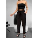 Keten Pantolon Hambez Alt Eşofman Rahat Kalıp Büyük Beden Ham Bez UNISEX%100 Pamuk Relaxed Beden Aralığı M-6xl - 4XL - Siyah