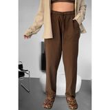 Keten Pantolon Hambez Alt Eşofman Rahat Kalıp Büyük Beden Ham Bez UNISEX%100 Pamuk Relaxed Beden Aralığı M-6xl - 5XL - Kahverengi