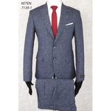 Keten Pileli Pantolon Slim Fit Sivri Yaka-Çift Yırtmaç Fileli Astar Drop 6 Takım Elbise - 54 - Lacivert