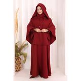 Keten Sufleli Elbise Takım 6067 Bordo
