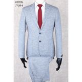 Keten Torba Cep Ipli Lastikli Pantolon Slim Fit Mono Yaka-Çift Yırtmaç Astarsız Drop 6 Takım Elbise - 54 - Açık Mavi
