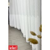 Keten Zigzak 1/3 Sık Pileli Ütü Istemez Kırışmaz Zigzak Desenli Tül Perde - Ekru - Beyaz - 450 x 250 cm