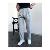 ketench Erkek Pileli Baggy Beli Lastikli Kumaş Pantolon-Gri() E1010