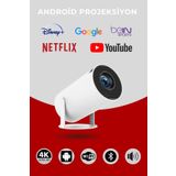 KETENOFFİCİAL Android Taşınabilir Projeksiyon Dahili Hoparlör ve Wifi Akıllı Sinema Beyaz Projektör