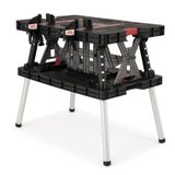 Keter Master Pro serisi katlanır alet bankı, plastik, 450 kg'a kadar taşıyabilir, iki adet 30 cm kelepçe dahil, hava koşullarına dayanıklı, ölçüler: 91 x 55,5 x 75,5 cm