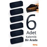 Ketnez 6’lı Su Geçirmez Imperteks Kumaş Kalemlik Seti Siyah Büyük Kapasiteli Fermuarlı Kalem Çantası 19X8X4 cm - Kalem Kutusu - 19x8x4cm