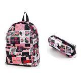 ketnez pembe blackpink baskili sirt ve kalemlik set PEMBE_BLİNK_ÇANTA_KALEMLİK_SET