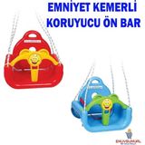 Kette Toys Kette Çocuk Salıncağı Koruyucu Ön Barlı Ipli Salıncak Emniyet Kemerli Çocuk Salıncağı Bahçe Salıncağı - Kırmızı