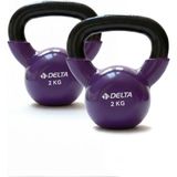 Kettlebell 2 kg × 2’li Set | Döküm Ağırlık Vinyl Kaplı Dambıl Evde Spor Squat Çaydanlık Dumbbell - Mor