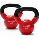 Kettlebell 3 kg × 2’li Set | Döküm Ağırlık Vinyl Kaplı Dambıl Evde Spor Squat Çaydanlık Dumbbell - Kırmızı