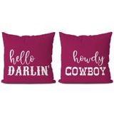 KEUSPI Hello Darlin Howdy Cowboy Western Kırlent Kılıfı, Komik Çift Kırlent Kılıfı 45 x 45 cm 2'li Set, Batı Hediyeleri, Kovboy Kovboy Kız Genç Kız Erkek Hediyeleri, Çiftler Sevgililer Günü Hediyesi