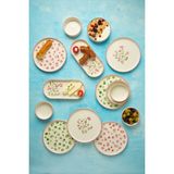 Kevin Seramik Hand Made Berthe Çiçekli 14 Parça 6 Kişilik Handmade Özel Tasarım Kahvaltı Takımı
