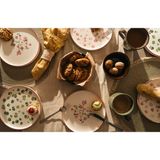 Kevin Seramik Hand Made Berthe Çiçekli 6 Parça Özel Tasarım Pasta Takımı