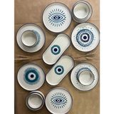 Kevin Seramik Hand Made14 Parça 6 Kişilik Nazar Boncuklu Kahvaltı Takımı&Lüx Sunum Tabakları