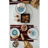 Kevin Seramik Nazar Boncuklu 6 Parça Özel Tasarım Hand Made Pasta Takımı