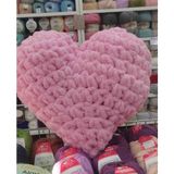 Kevser Nur Tuhafiye Kalpli Dekoratif Yastık - 10 x 20 x 40 cm - Açık Pembe