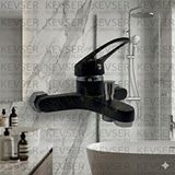 Kevser Su Armatürleri Mix Banyo Bataryası Siyah Sarı Desen Gümüş