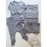 Key Kids Antrasit Fitilli Organik Modal 5'li Hastane Çıkışı Seti Newborn(0-3 Ay) - 0 - 3 Ay