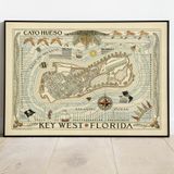 Key West, Florida Dekoratif Şehir Haritası Psoteri 60x90 cm AMC399