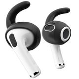 KeyBudz EarBuddyz Apple AirPods 3 için silikon kulaklık başlıkları, EarPods kulaklık aksesuarı, kulak kancası, kulak askısı, kaymaz, spor, siyah