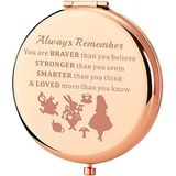 KEYCHIN Alice Hayranları Cep Aynası Alice Masalları Hediye Always Remember You are Braver Stronger Smarter Than You Think Kompakt Makyaj Aynası Kadınlar Kızlar Gençler için (Alice Mirror-RG)