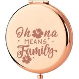 KEYCHIN Komik Çizgi Film Cep Aynası Hawaii Gezisinden İlham Alan Hediyeler Ohana Means Family Compact Mirror Kadın Kız Gençler için (Oha-na Means Family-RG)