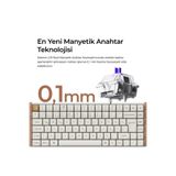 Keychron K2 He Kablosuz Manyetik Anahtar Türkçe Beyaz Klavye Gateron Çift Raylı Manyetik Bulutsu Anahtarla