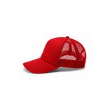 KEYFHOME Kırmızı Fileli Şapka Arkası Çıtçıt Ayarlı Gabardin Kumaş Unisex Trucker Şapka